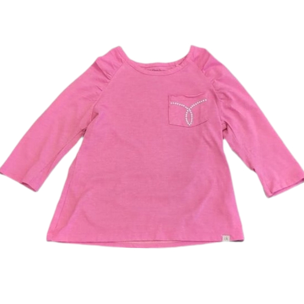 3/$20 Calvin Klein Jeans Omega Pocket Tee Ruched Long Sleeve Tshirt Girls Small